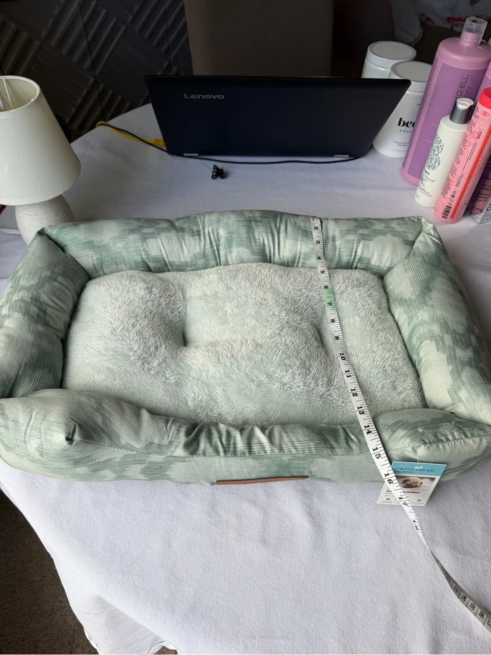 Boppy Sage Green Plush Pet Bed with Bolstered Sides